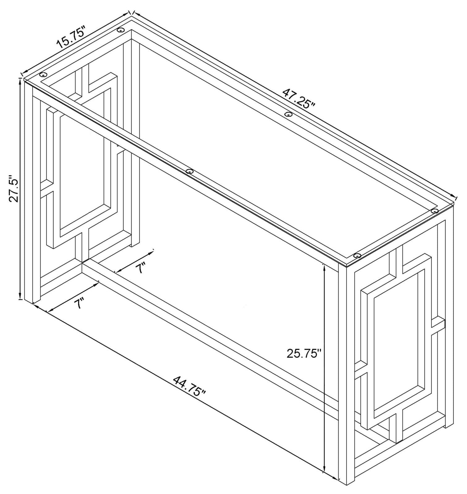Merced Rectangle Glass Top Sofa Table Nickel - 703739 - Luna Furniture - Dallas Store