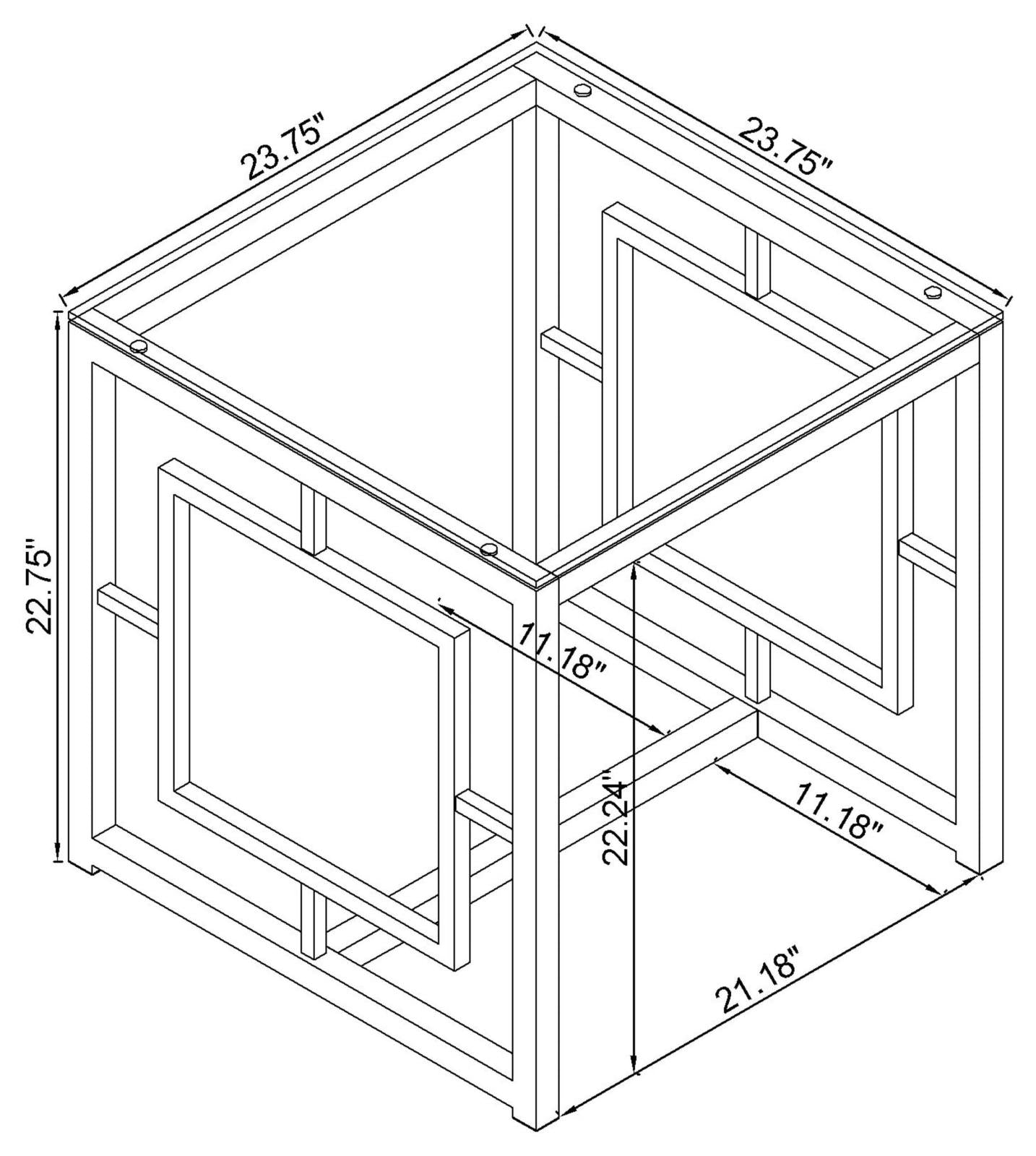 Merced Square Tempered Glass Top End Table Nickel - 703737 - Luna Furniture - Dallas Store