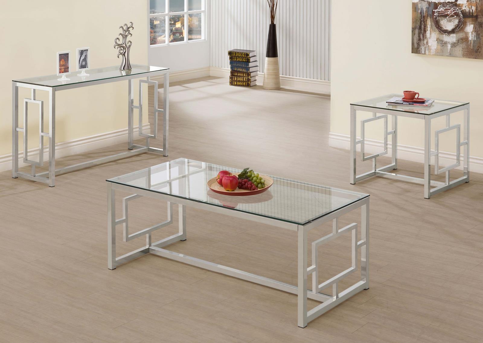 Merced Square Tempered Glass Top End Table Nickel - 703737 - Luna Furniture - Dallas Store