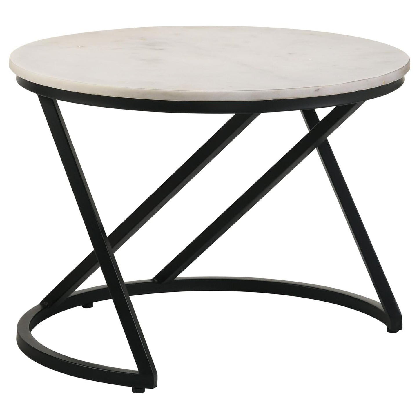 Miguel White/Black Marble Top Round Accent Table - 931227 - Luna Furniture - Dallas Store