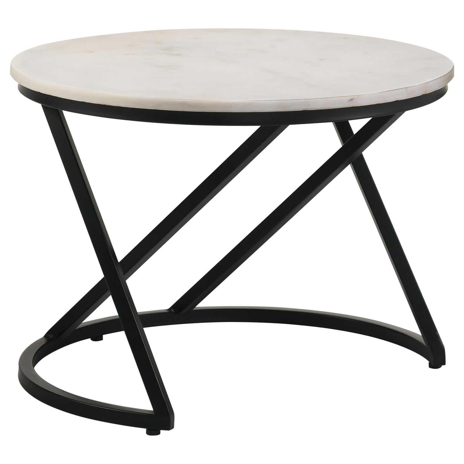 Miguel White/Black Marble Top Round Accent Table - 931227 - Luna Furniture - Dallas Store