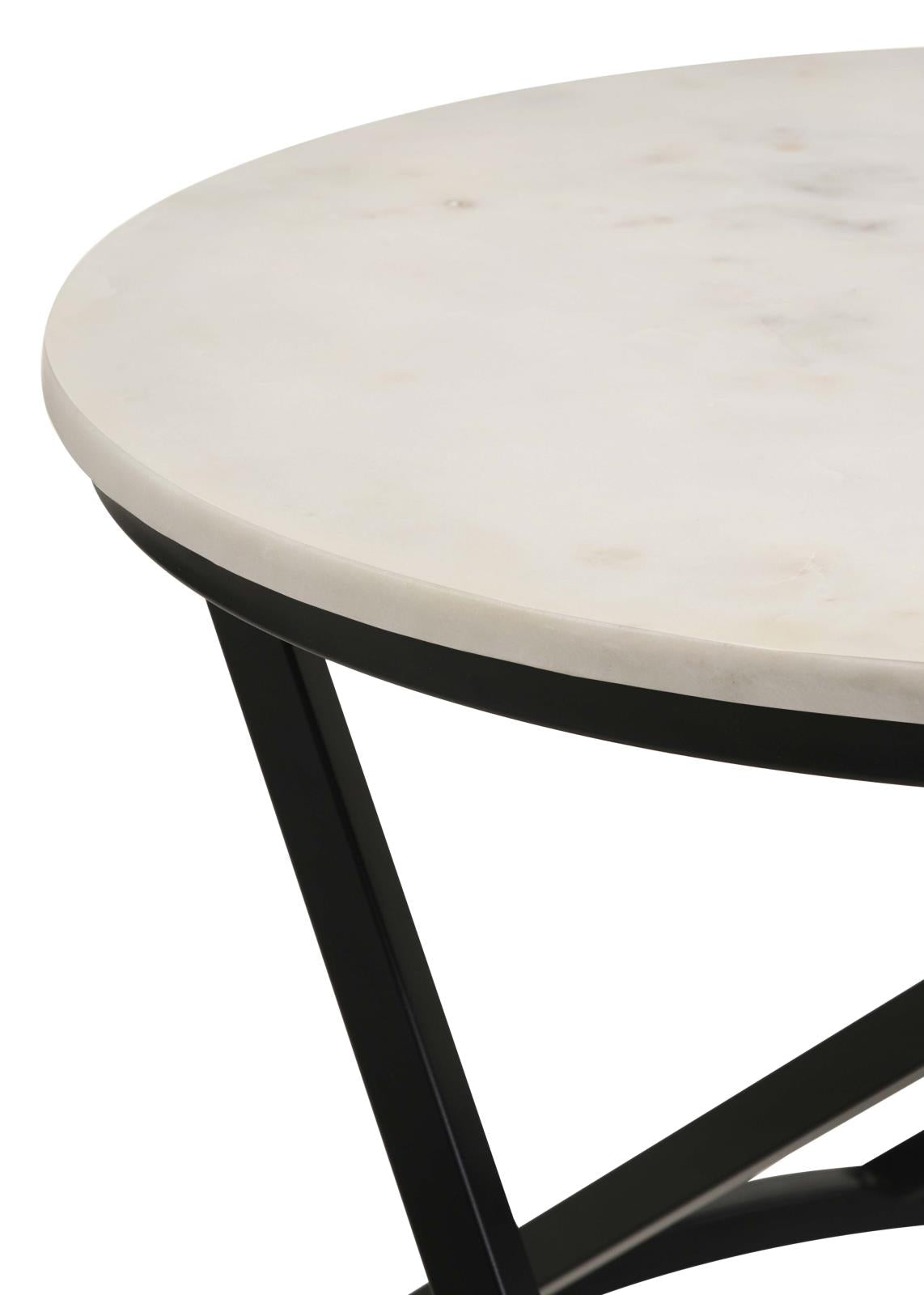 Miguel White/Black Marble Top Round Accent Table - 931227 - Luna Furniture - Dallas Store