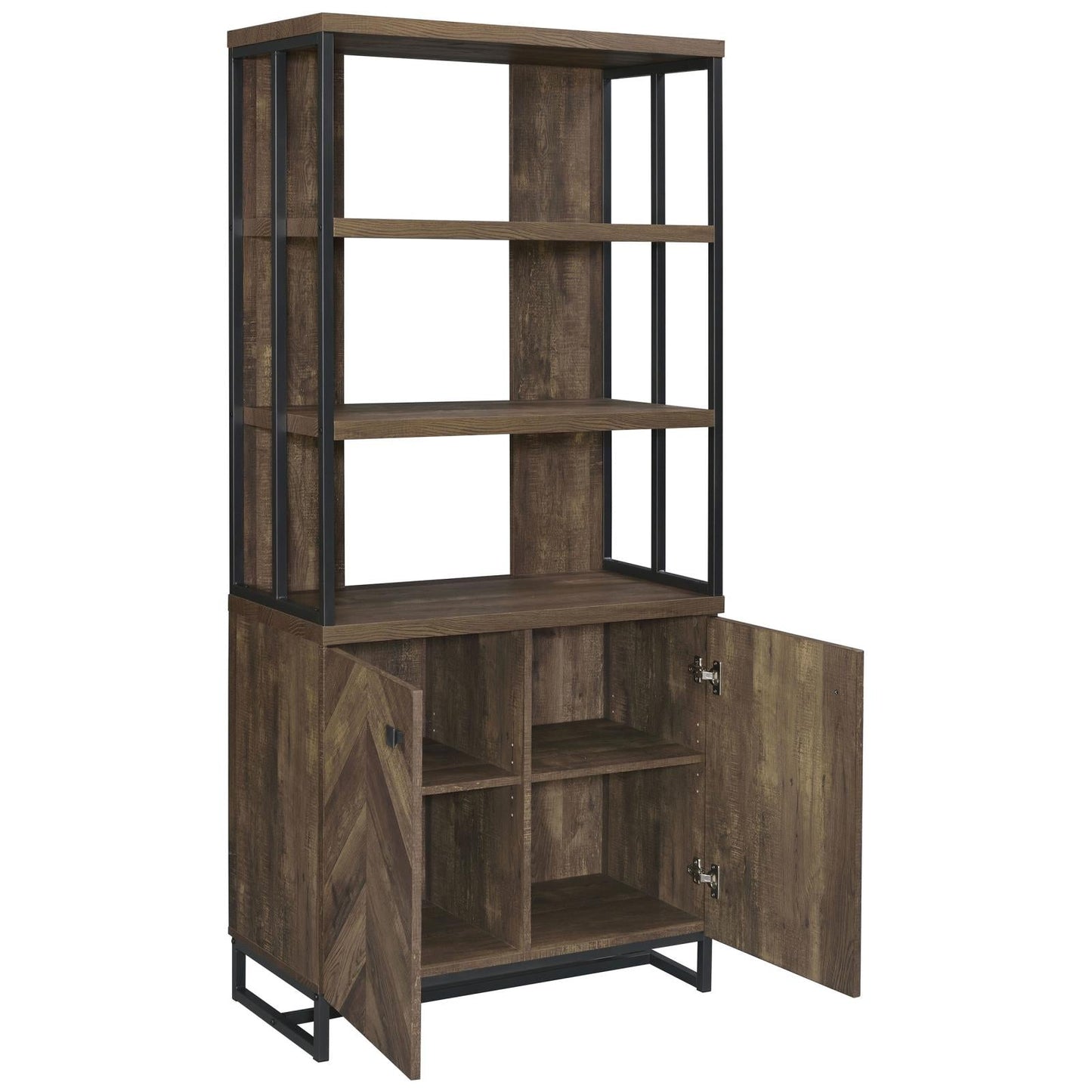 Millbrook Rustic Oak Herringbone/Gunmetal 2-Door Bookcase - 882093 - Luna Furniture - Dallas Store