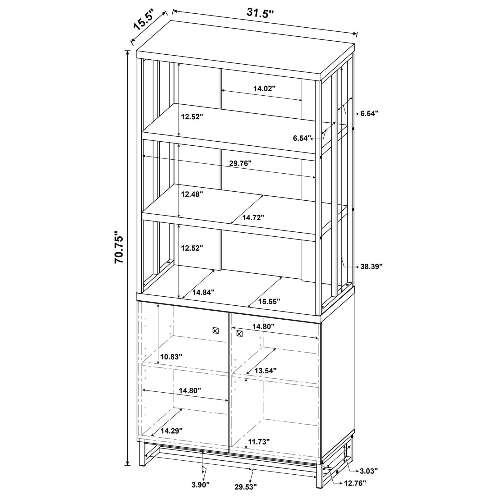 Millbrook Rustic Oak Herringbone/Gunmetal 2-Door Bookcase - 882093 - Luna Furniture - Dallas Store