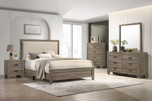 Mille Brownish Gray Upholstered Youth Bedroom Set - SET | B9205-T-BED | B9200-2 | B9200-4 - Luna Furniture - Dallas Store