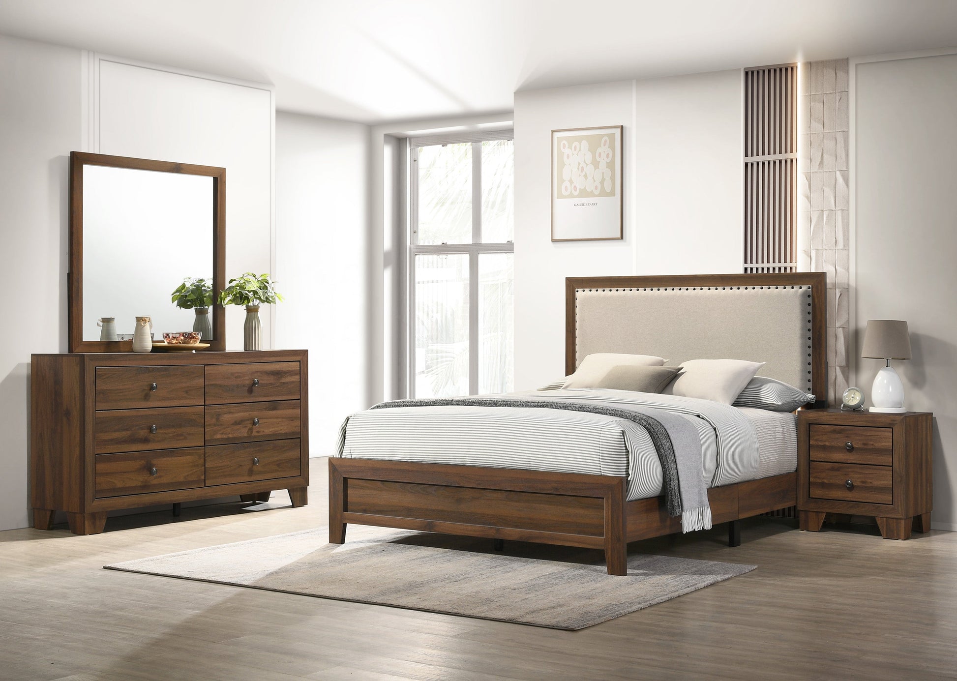 Mille Cherry Brown Upholstered Youth Bedroom Set - SET | B9255-T-BED | B9250-2 | B9250-4 - Luna Furniture - Dallas Store