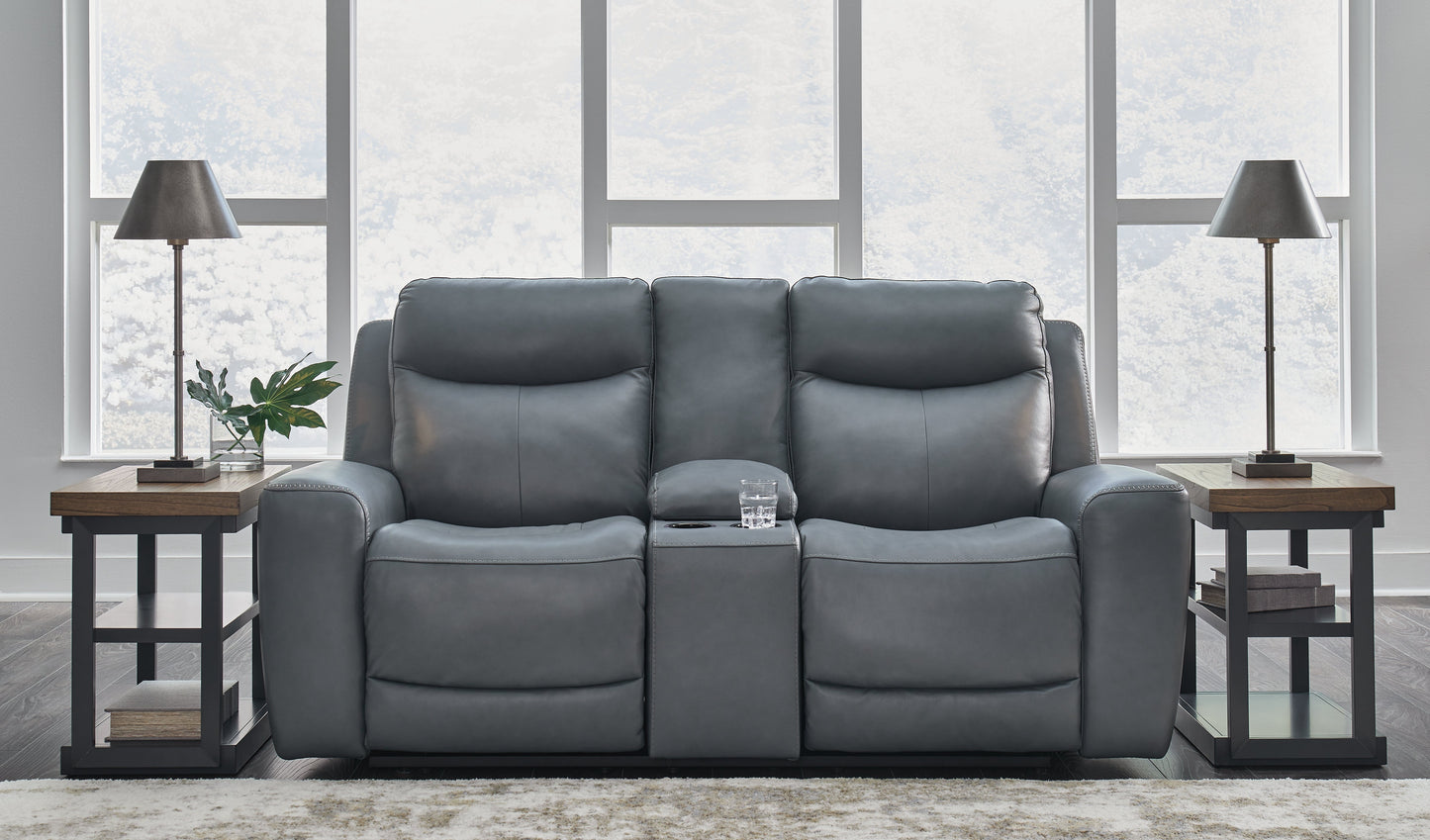 Mindanao Steel Power Reclining Loveseat with Console - U5950418 - Luna Furniture - Dallas Store