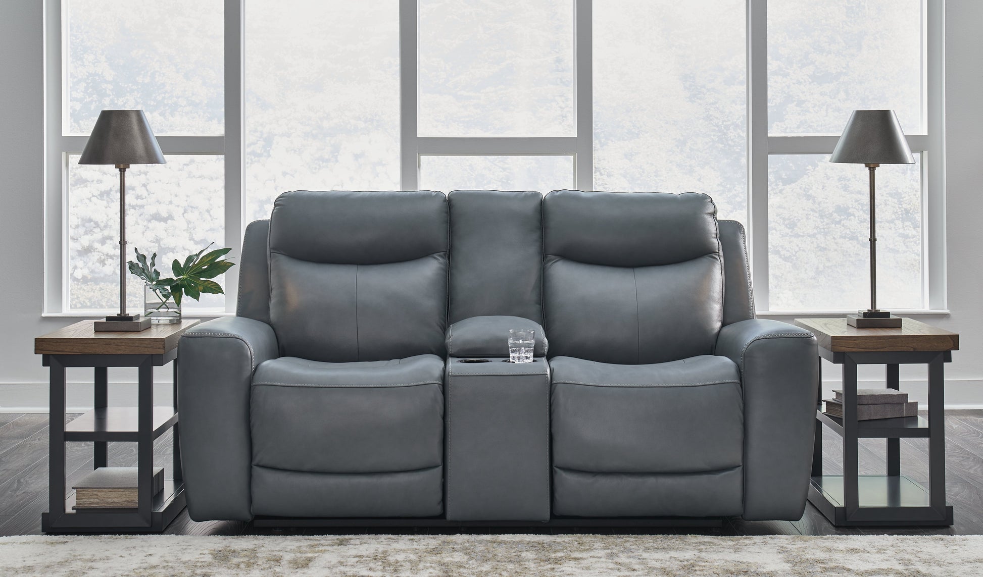 Mindanao Steel Power Reclining Loveseat with Console - U5950418 - Luna Furniture - Dallas Store