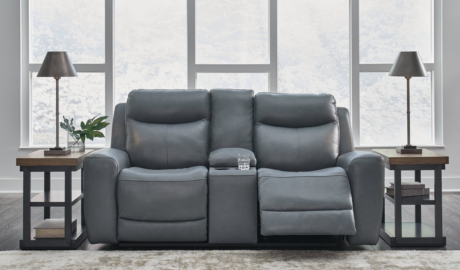 Mindanao Steel Power Reclining Loveseat with Console - U5950418 - Luna Furniture - Dallas Store