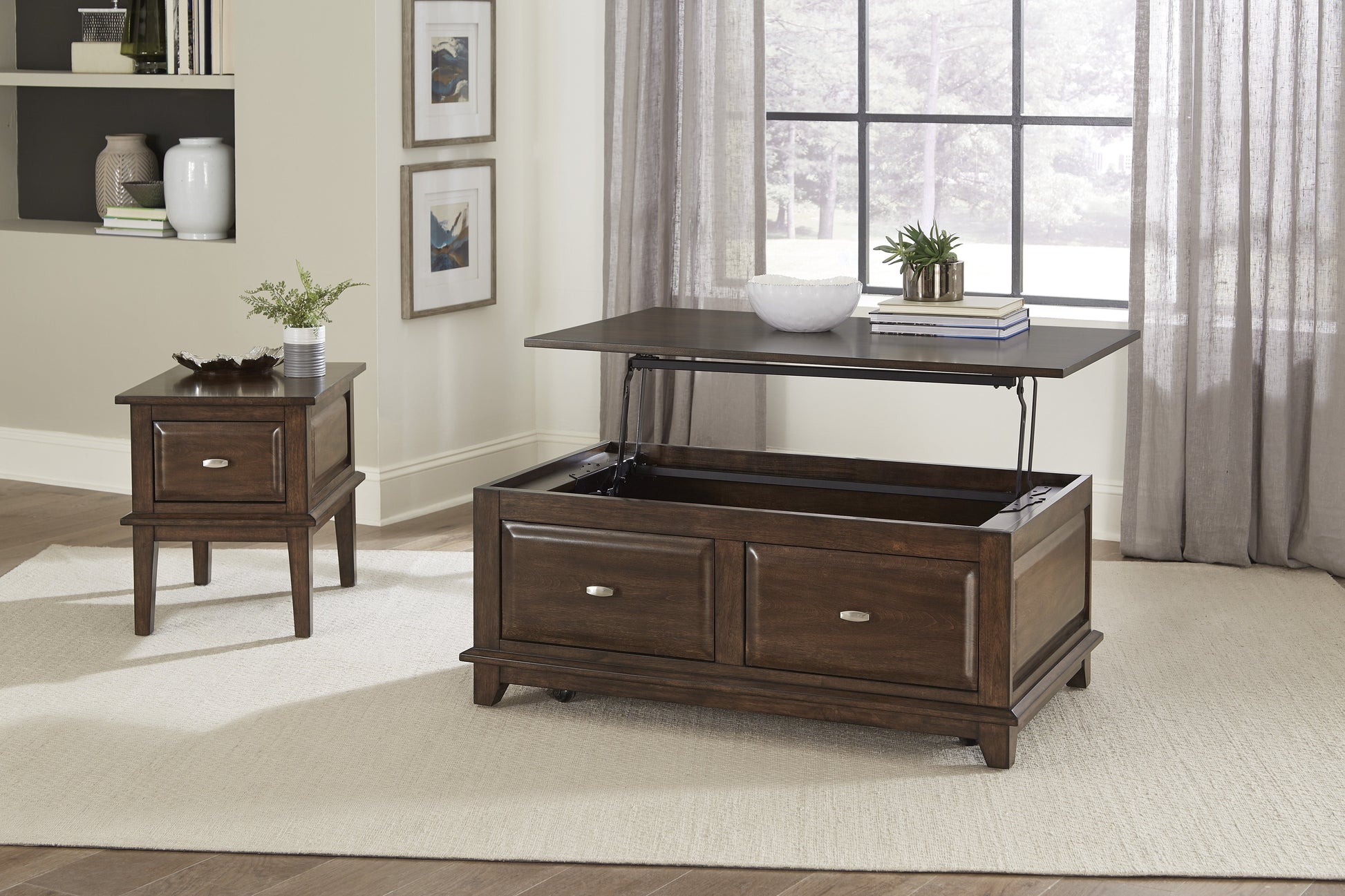 Minot Brown Cherry Lift Top Cocktail Table - 3621-30 - Luna Furniture - Dallas Store