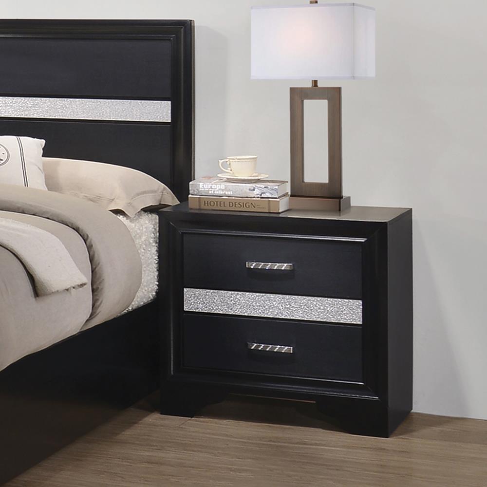 Miranda 2-Drawer Nightstand Tray Black - 206362 - Luna Furniture - Dallas Store