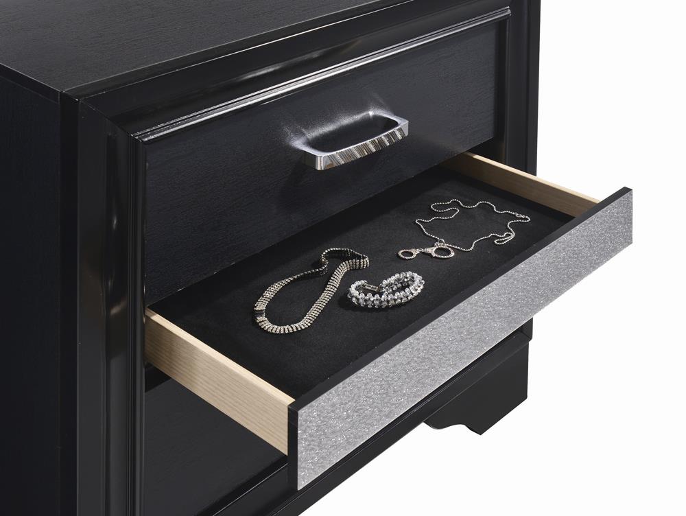 Miranda 2-Drawer Nightstand Tray Black - 206362 - Luna Furniture - Dallas Store