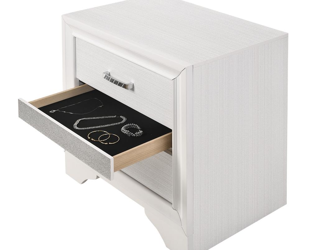 Miranda 2-Drawer Nightstand Tray White - 205112 - Luna Furniture - Dallas Store