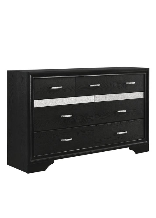 Miranda Black/Rhinestone 7-Drawer Dresser - 206363 - Luna Furniture - Dallas Store