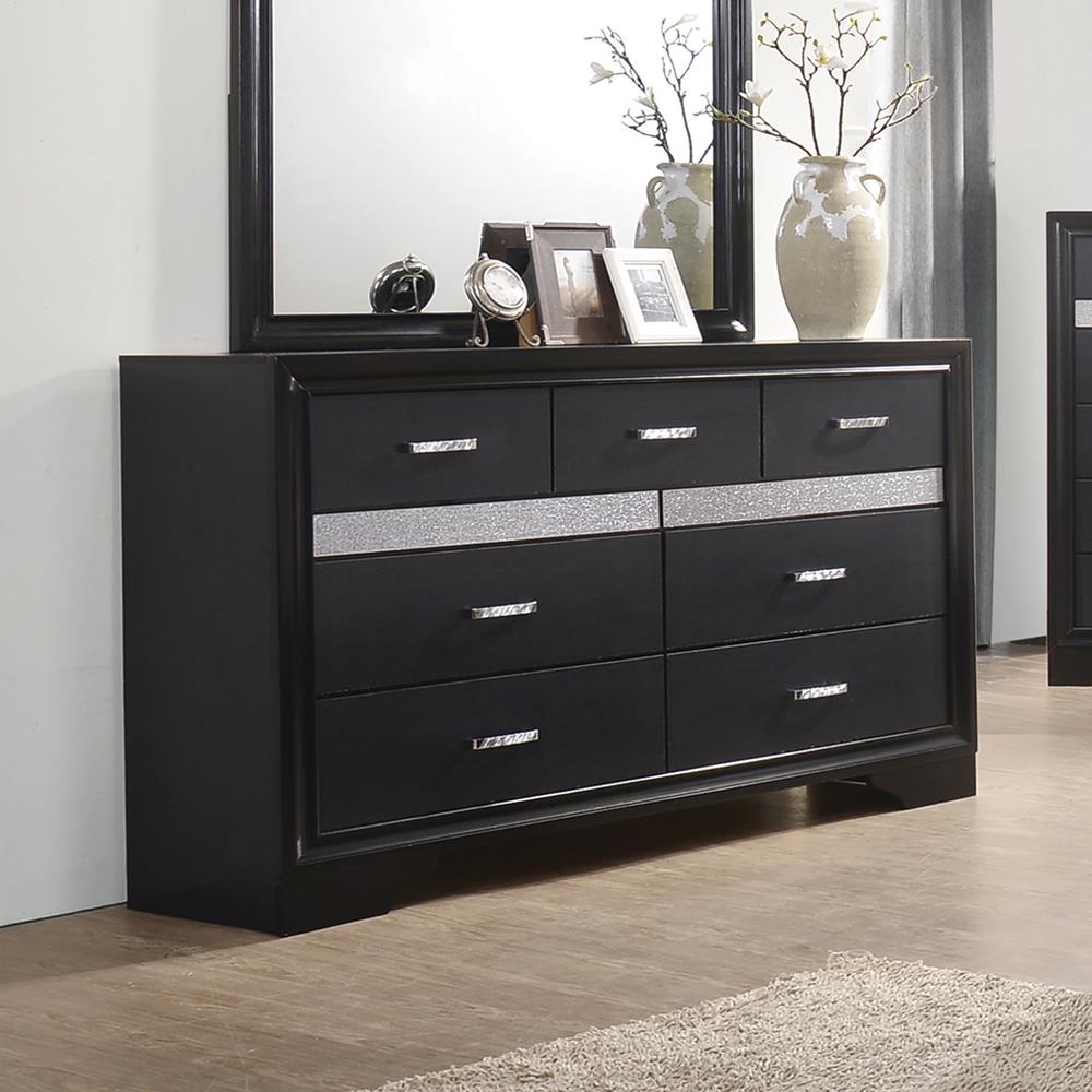 Miranda Black/Rhinestone 7-Drawer Dresser - 206363 - Luna Furniture - Dallas Store