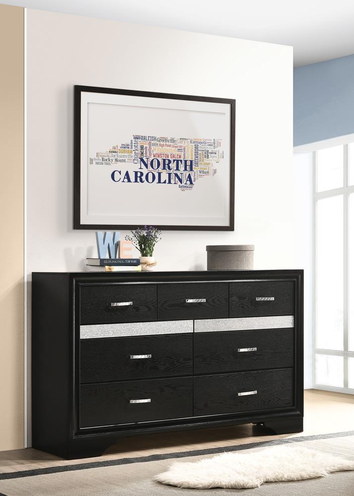 Miranda Black/Rhinestone 7-Drawer Dresser - 206363 - Luna Furniture - Dallas Store