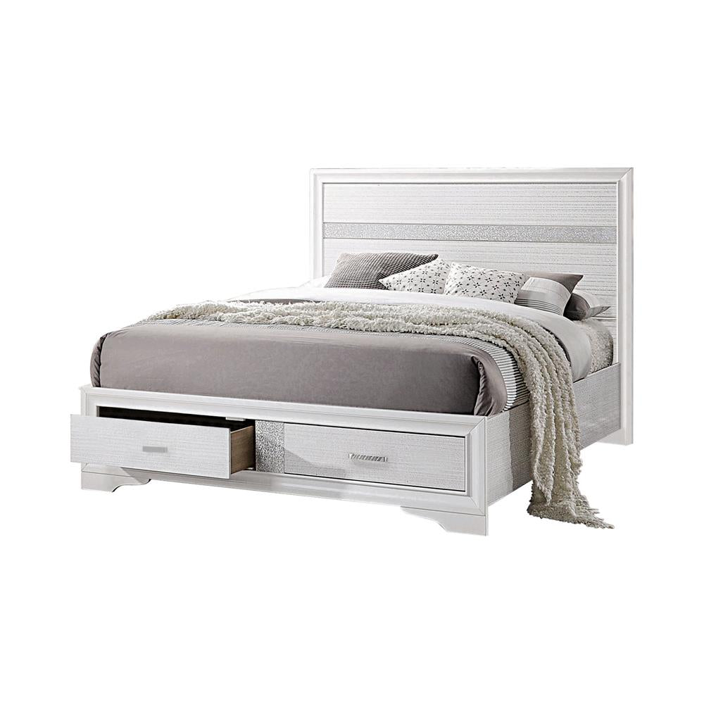 Miranda Eastern King 2-Drawer Storage Bed White - 205111KE - Luna Furniture - Dallas Store