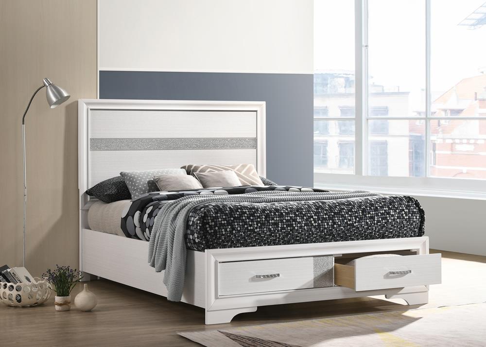 Miranda Full Storage Bed White - 205111F - Luna Furniture - Dallas Store