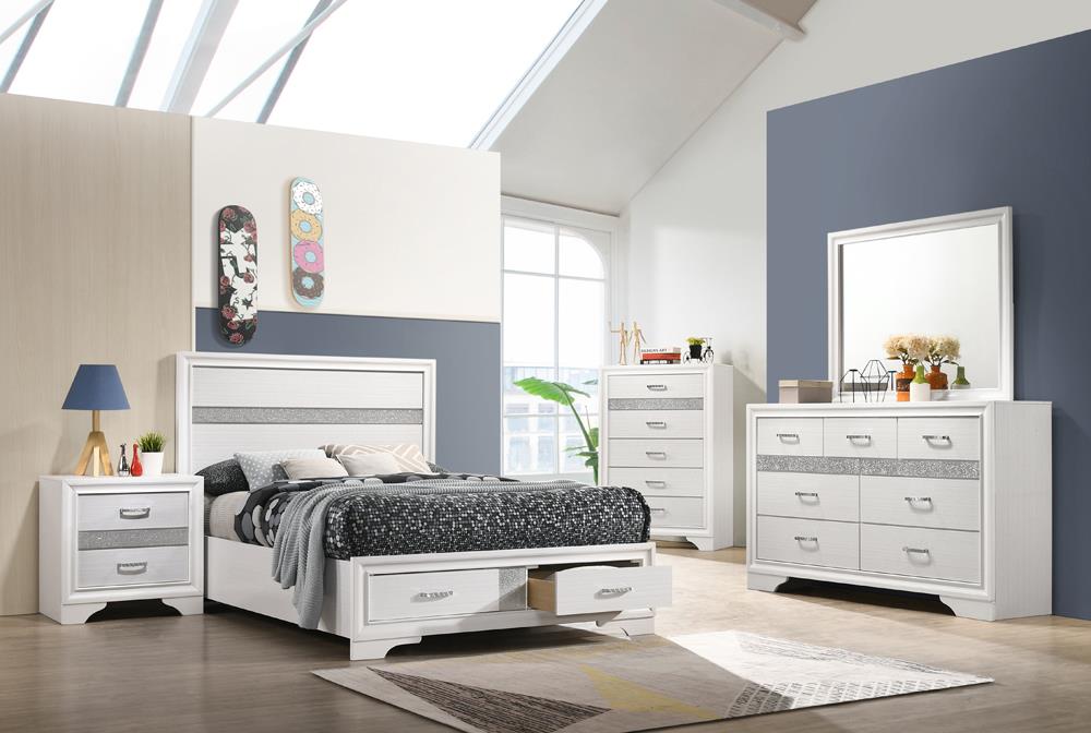 Miranda Full Storage Bed White - 205111F - Luna Furniture - Dallas Store