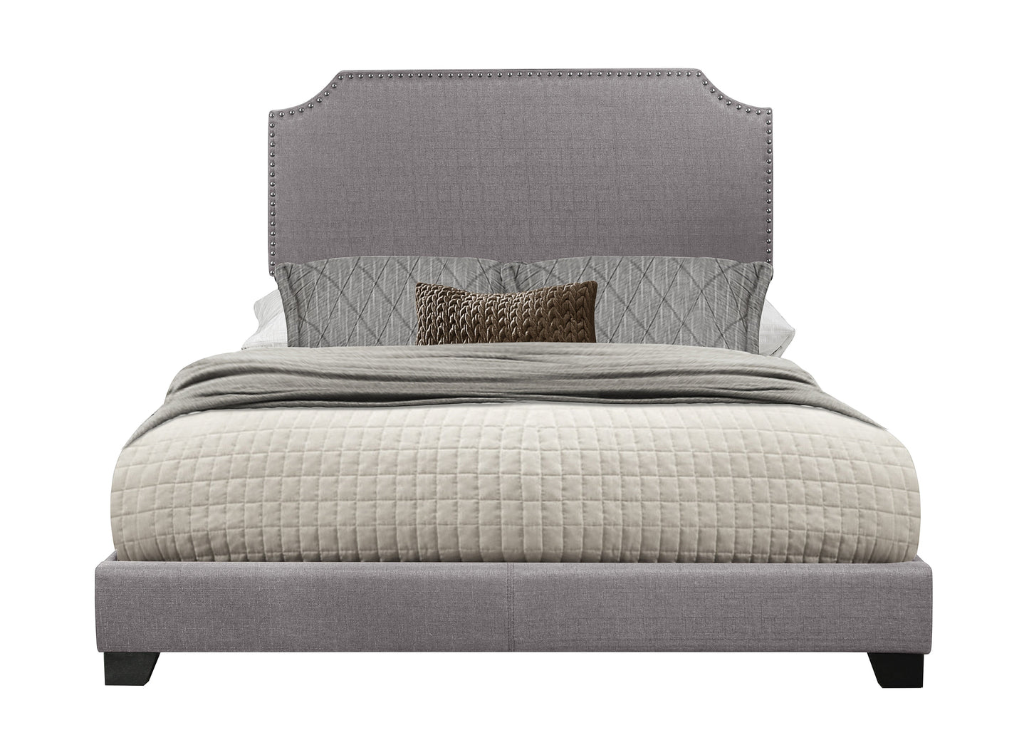 Miranda Gray Queen Upholstered Bed - SH235GRY-1 - Luna Furniture - Dallas Store