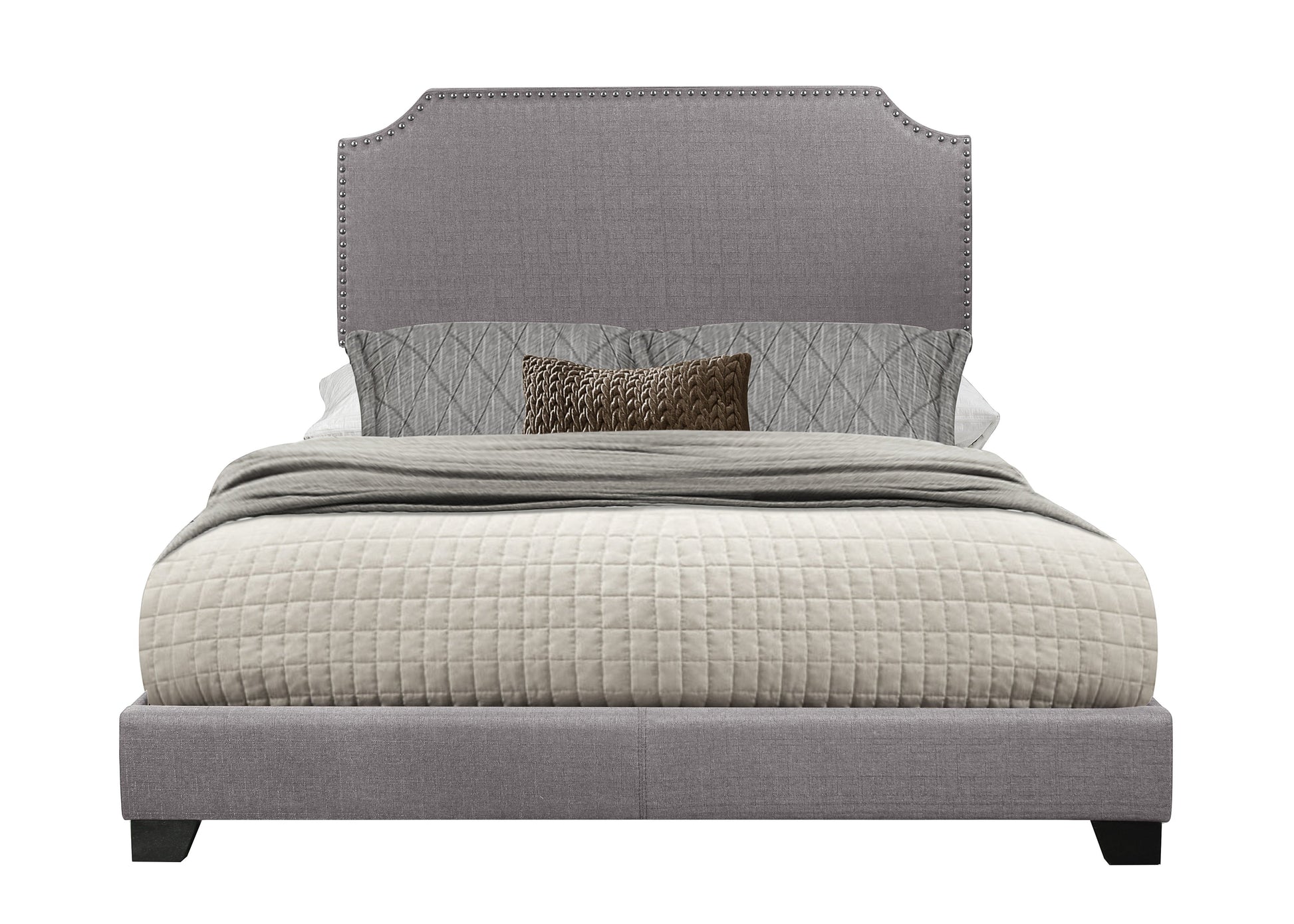 Miranda Gray Queen Upholstered Bed - SH235GRY-1 - Luna Furniture - Dallas Store