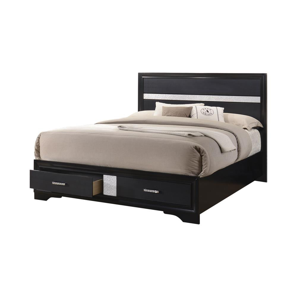Miranda Queen 2-Drawer Storage Bed Black - 206361Q - Luna Furniture - Dallas Store