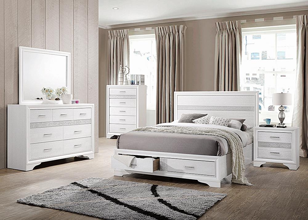 Miranda Queen 2-Drawer Storage Bed White - 205111Q - Luna Furniture - Dallas Store