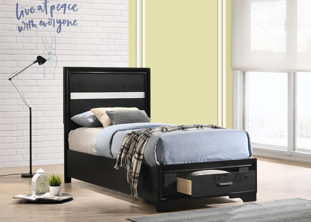 Miranda Twin Storage Bed Black - 206361T - Luna Furniture - Dallas Store