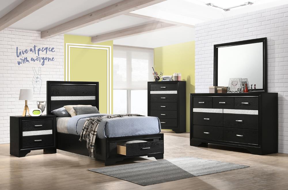 Miranda Twin Storage Bed Black - 206361T - Luna Furniture - Dallas Store