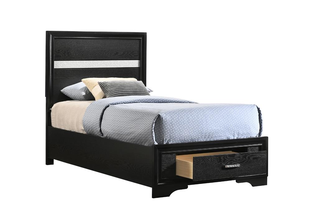 Miranda Twin Storage Bed Black - 206361T - Luna Furniture - Dallas Store