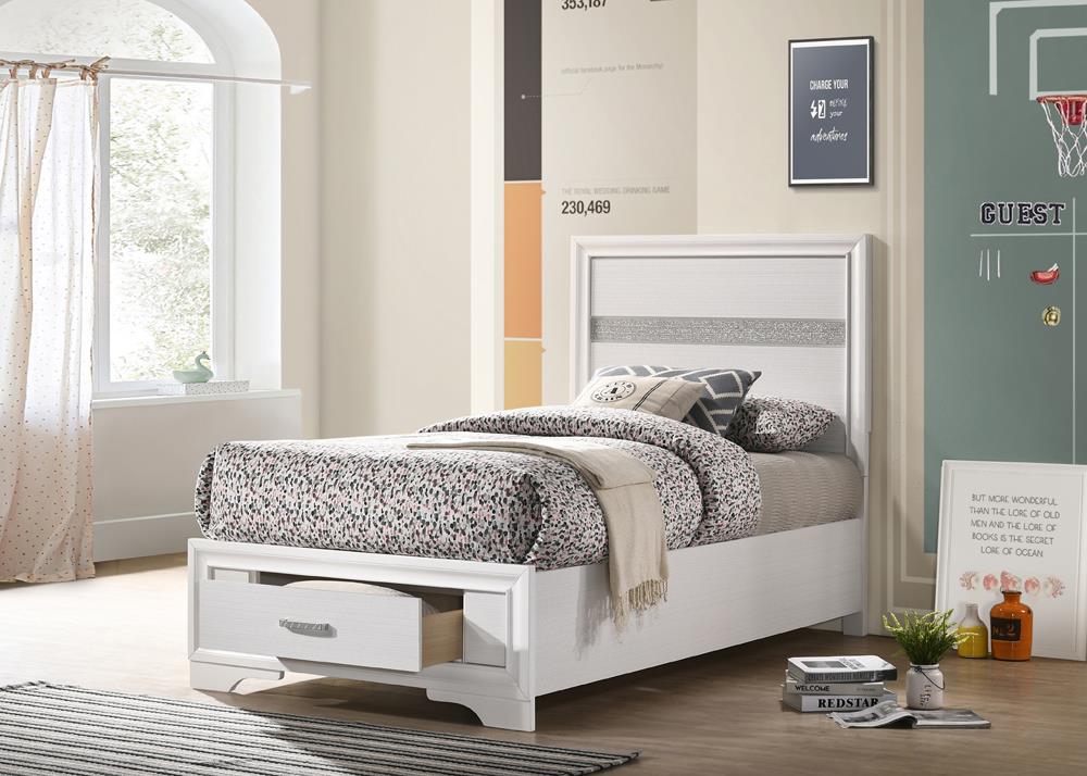 Miranda Twin Storage Bed White - 205111T - Luna Furniture - Dallas Store
