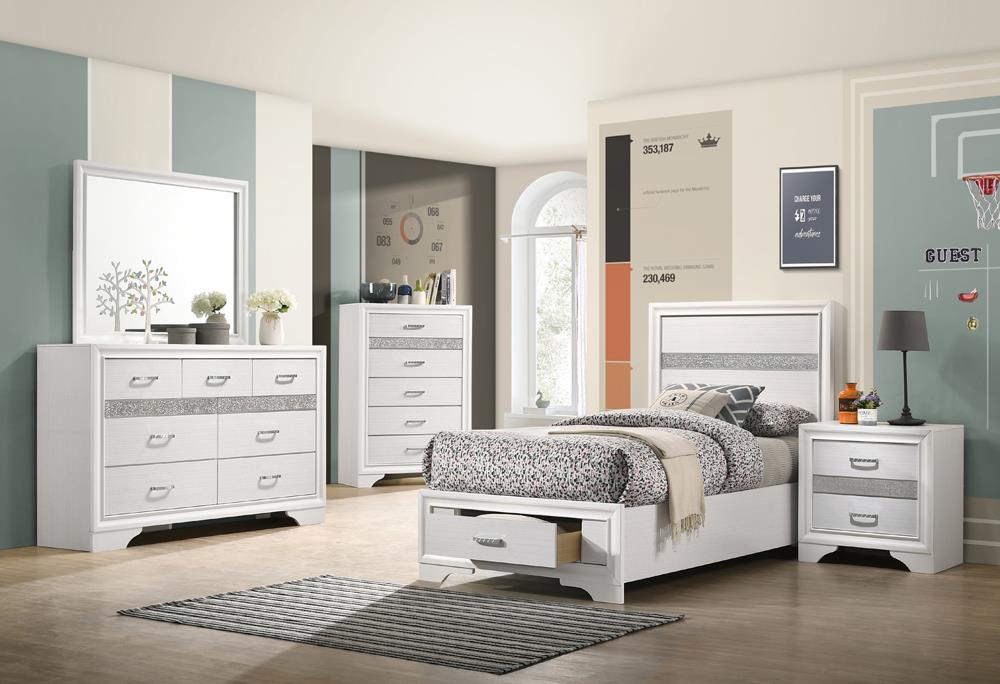 Miranda Twin Storage Bed White - 205111T - Luna Furniture - Dallas Store