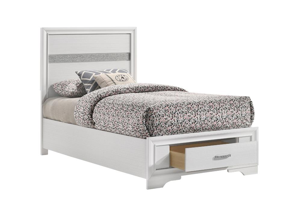 Miranda Twin Storage Bed White - 205111T - Luna Furniture - Dallas Store