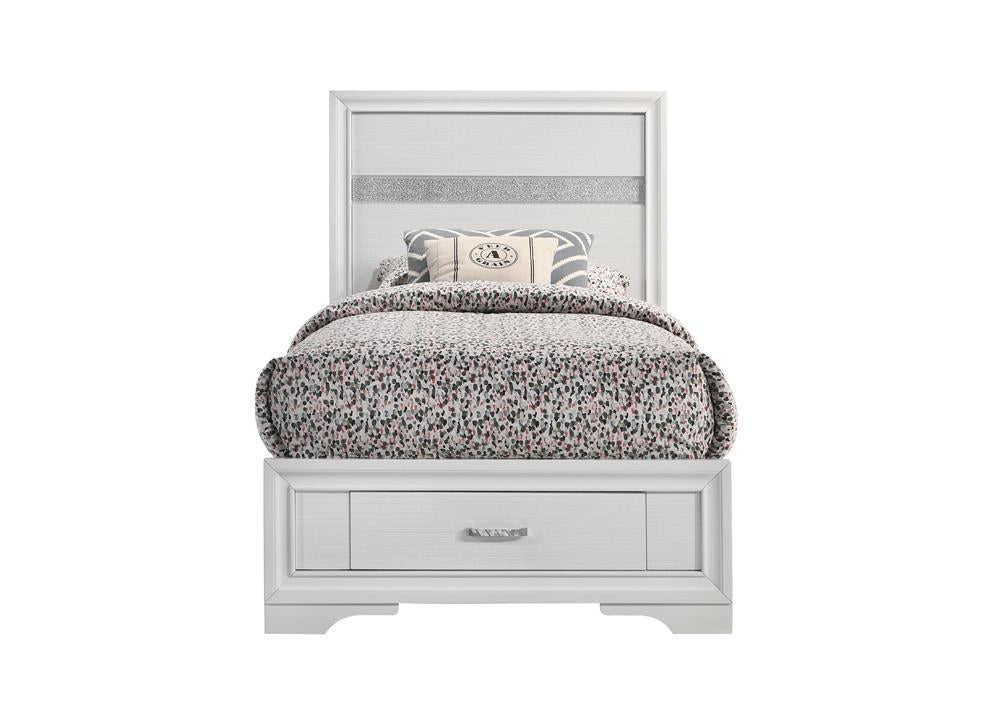 Miranda Twin Storage Bed White - 205111T - Luna Furniture - Dallas Store