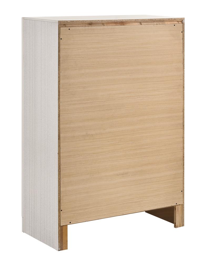 Miranda White/Rhinestone 5-Drawer Chest - 205115 - Luna Furniture - Dallas Store