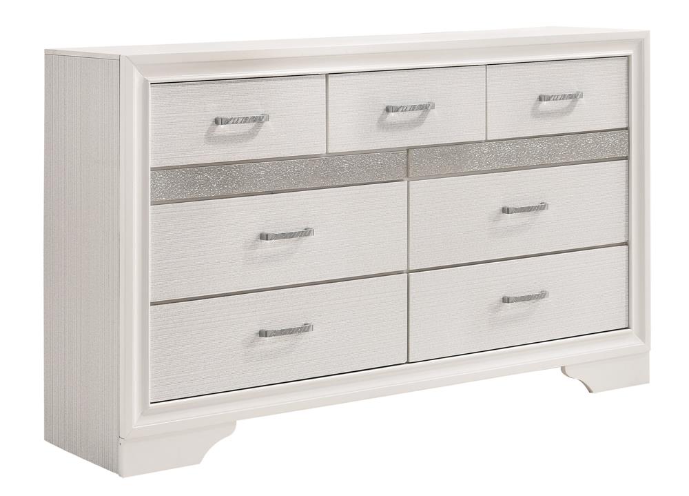 Miranda White/Rhinestone 7-Drawer Dresser - 205113 - Luna Furniture - Dallas Store