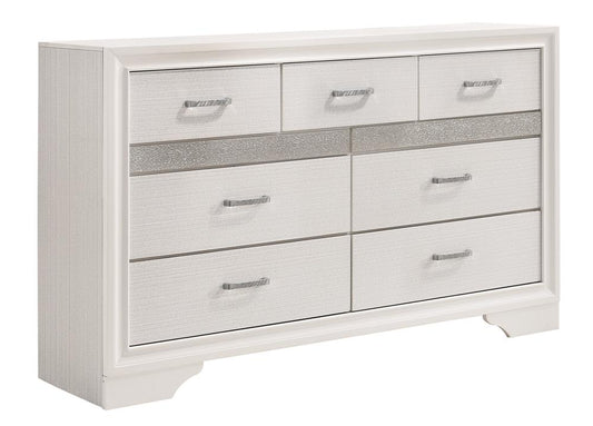 Miranda White/Rhinestone 7-Drawer Dresser - 205113 - Luna Furniture - Dallas Store