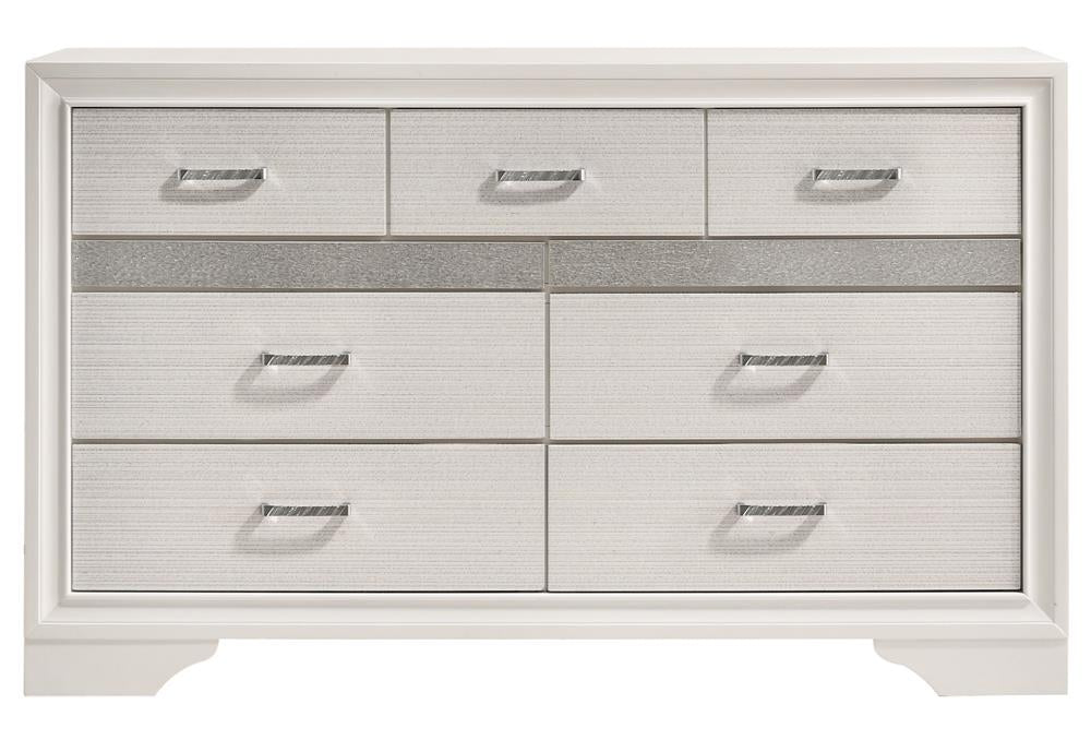 Miranda White/Rhinestone 7-Drawer Dresser - 205113 - Luna Furniture - Dallas Store