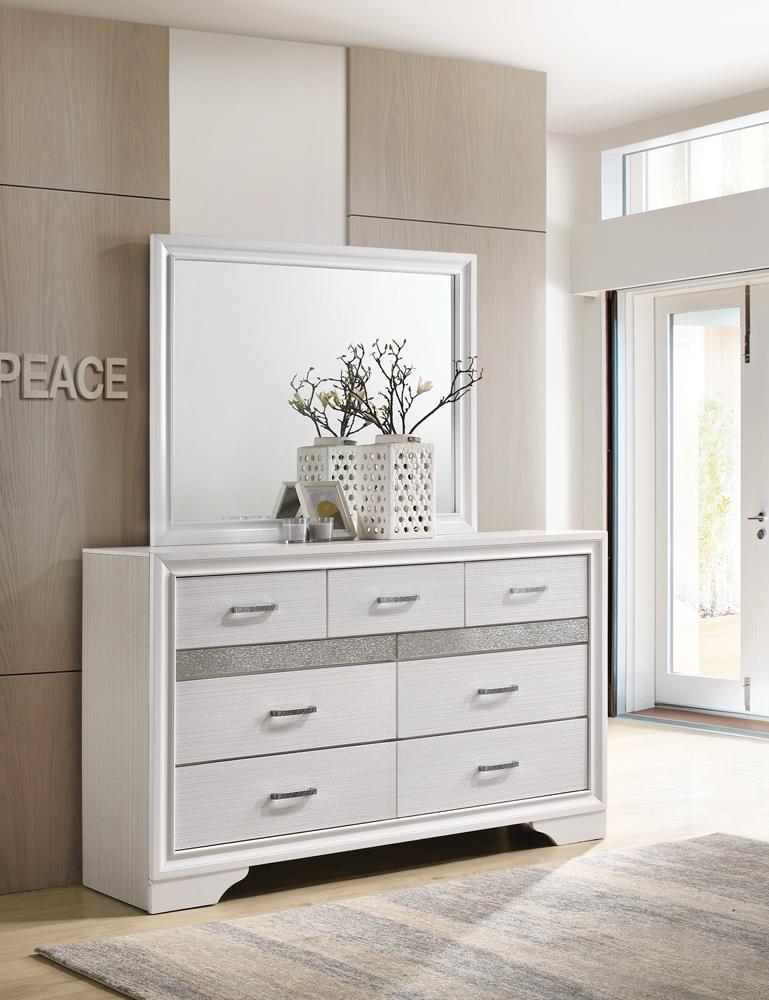 Miranda White/Rhinestone 7-Drawer Dresser - 205113 - Luna Furniture - Dallas Store