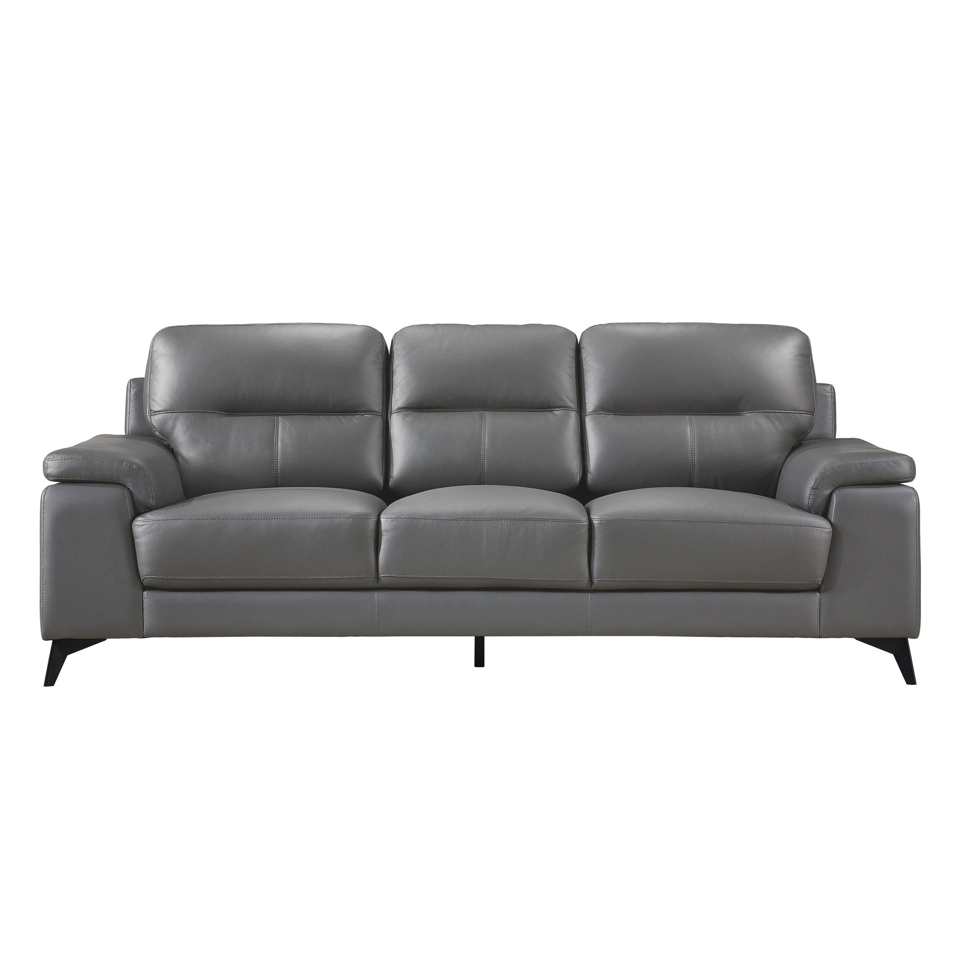Mischa Dark Gray Top-Grain Leather Living Room Set - SET | 9514DGY-3 | 9514DGY-2 - Luna Furniture - Dallas Store