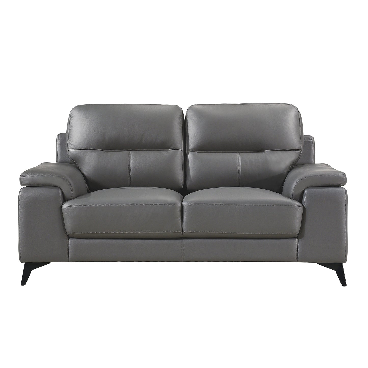 Mischa Dark Gray Top-Grain Leather Living Room Set - SET | 9514DGY-3 | 9514DGY-2 - Luna Furniture - Dallas Store
