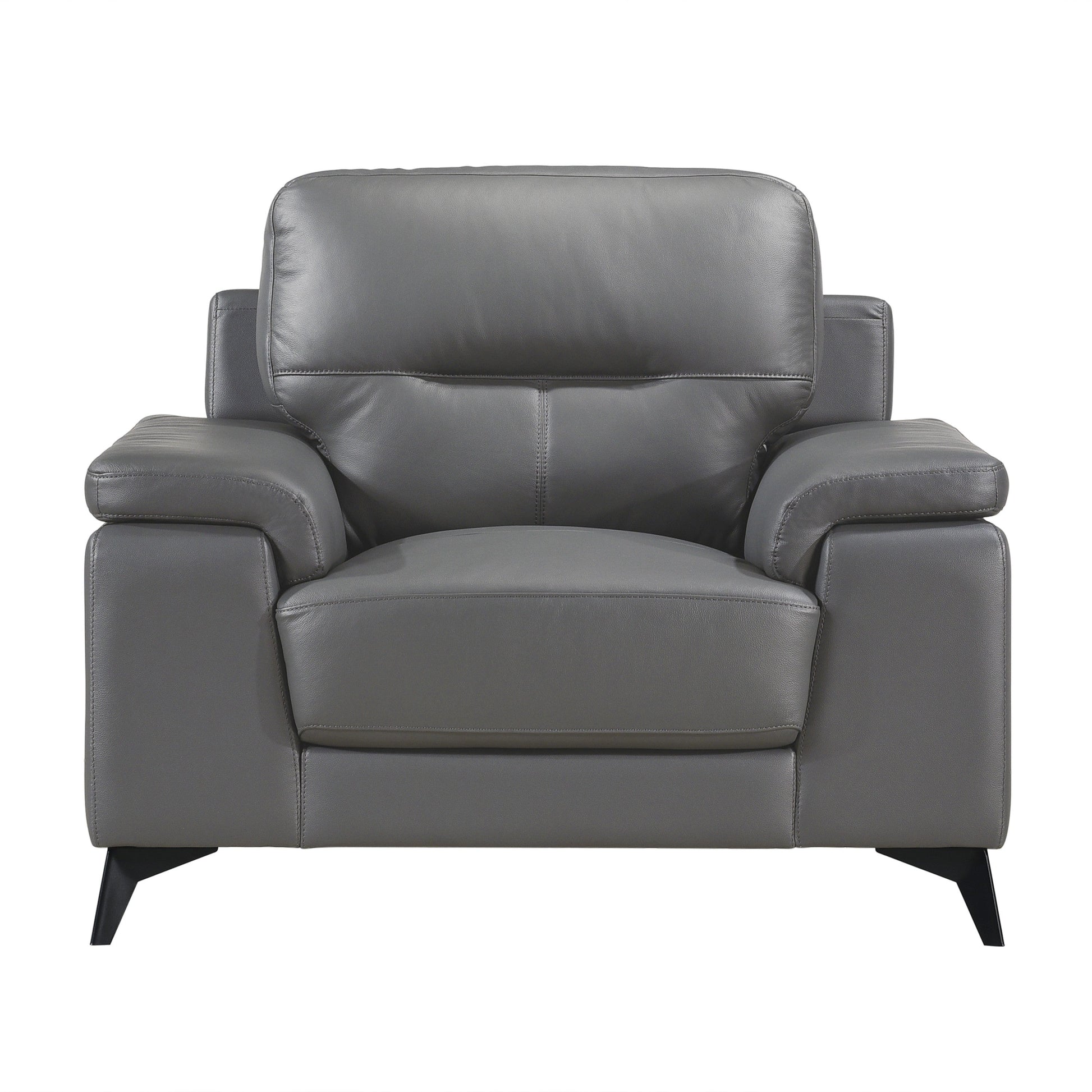 Mischa Dark Gray Top-Grain Leather Living Room Set - SET | 9514DGY-3 | 9514DGY-2 - Luna Furniture - Dallas Store