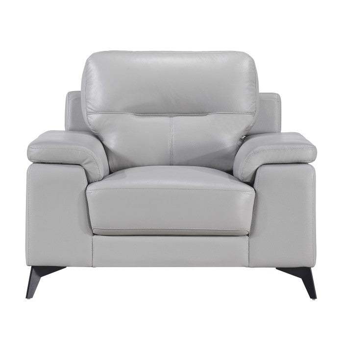Mischa Silver Grain Top Grain Leather Living Room Set - SET | 9514SVE-1 | 9514SVE-2 | 9514SVE-3 - Luna Furniture - Dallas Store