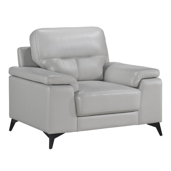 Mischa Silver Grain Top Grain Leather Living Room Set - SET | 9514SVE-1 | 9514SVE-2 | 9514SVE-3 - Luna Furniture - Dallas Store