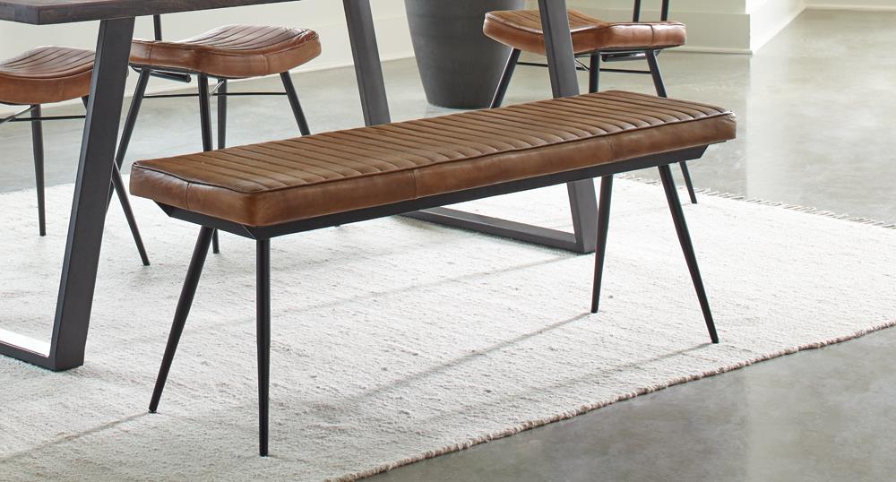 Misty Camel/Black Cushion Side Bench - 110643 - Luna Furniture - Dallas Store