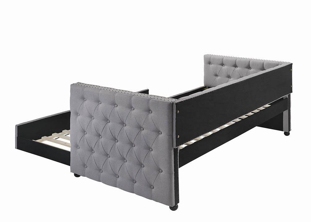 Mockern Gray Tufted Upholstered Daybed with Trundle - 302161 - Luna Furniture - Dallas Store