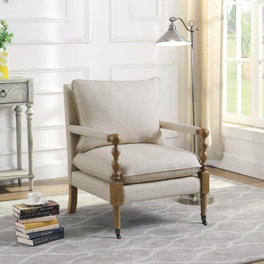 Monaghan Beige Upholstered Accent Chair with Casters - 903058 - Luna Furniture - Dallas Store