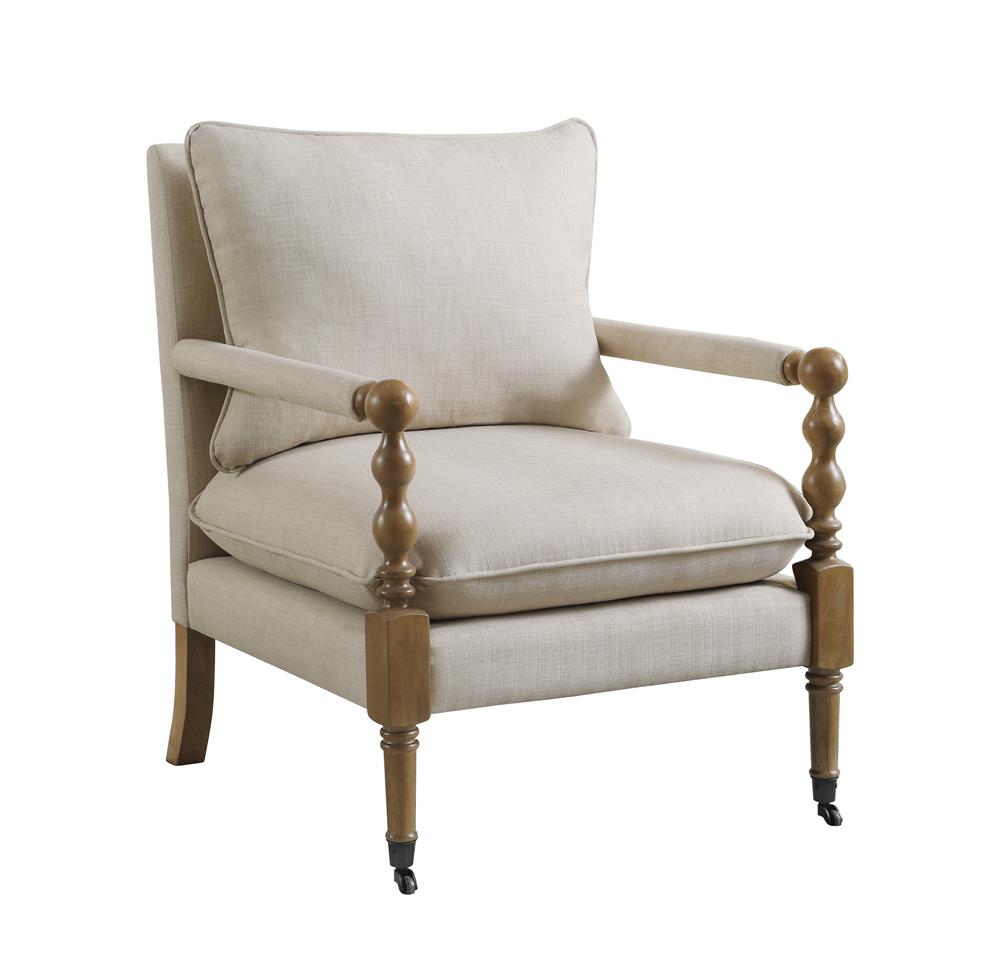 Monaghan Beige Upholstered Accent Chair with Casters - 903058 - Luna Furniture - Dallas Store