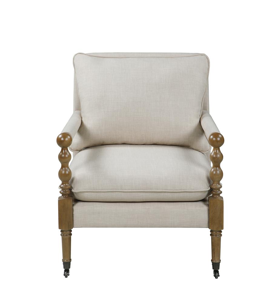 Monaghan Beige Upholstered Accent Chair with Casters - 903058 - Luna Furniture - Dallas Store