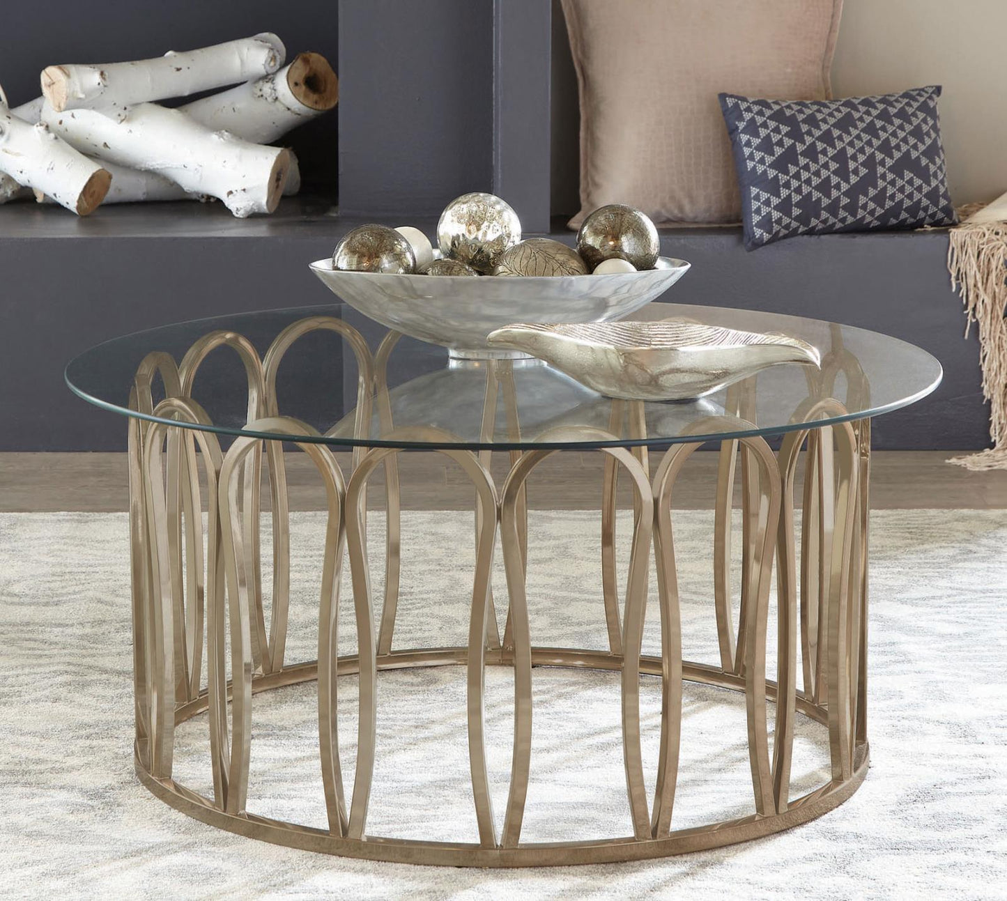Monett Chocolate Chrome/Clear Round Coffee Table - 708058 - Luna Furniture - Dallas Store